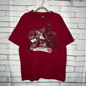Harley Davidson XL Red Graphic Tee U.S.A. Made Vintage Biker Outdoor Motorcycle